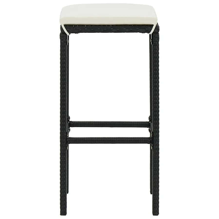 Tabourets de bar avec coussins lot de 4 noir résine tressée - 5