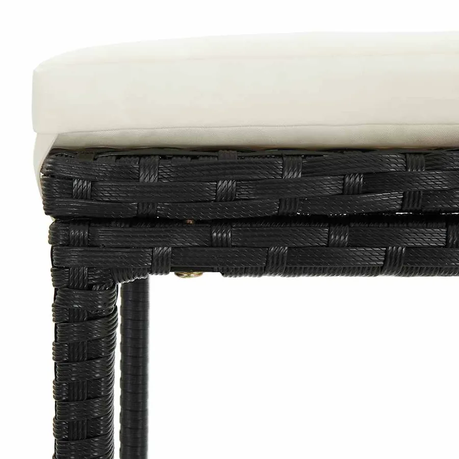 Tabourets de bar avec coussins lot de 4 noir résine tressée - 6