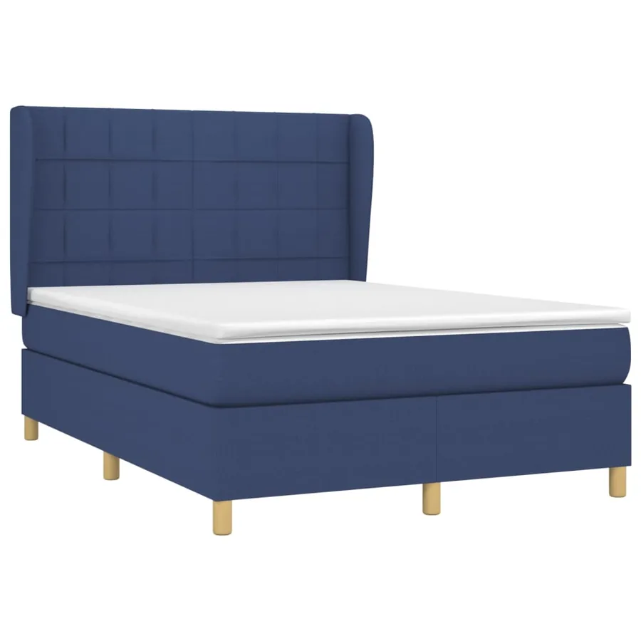 Sommier à lattes de lit avec matelas Bleu 140x190 cm Tissu - 3