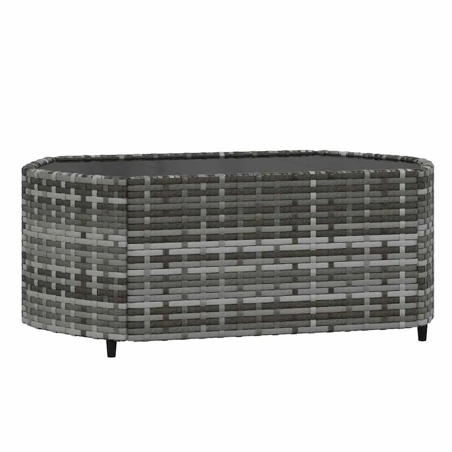Salon de jardin 3 pcs avec coussins Gris Résine tressée - 5
