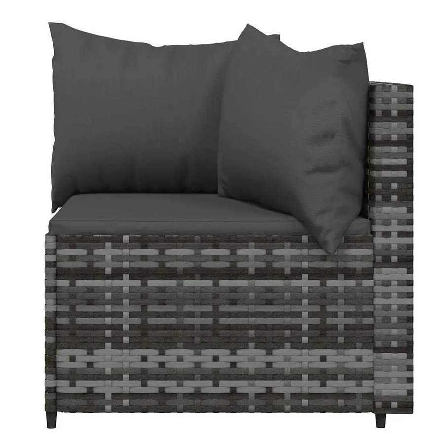 Salon de jardin 3 pcs avec coussins Gris Résine tressée - 7