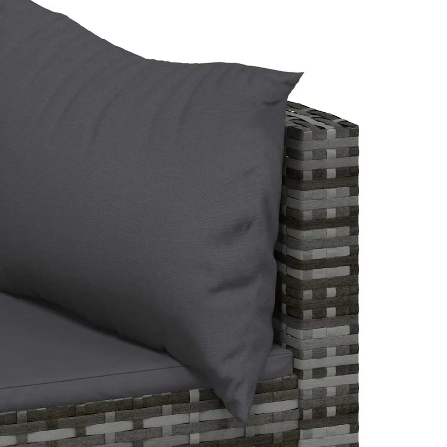 Salon de jardin 3 pcs avec coussins Gris Résine tressée - 8
