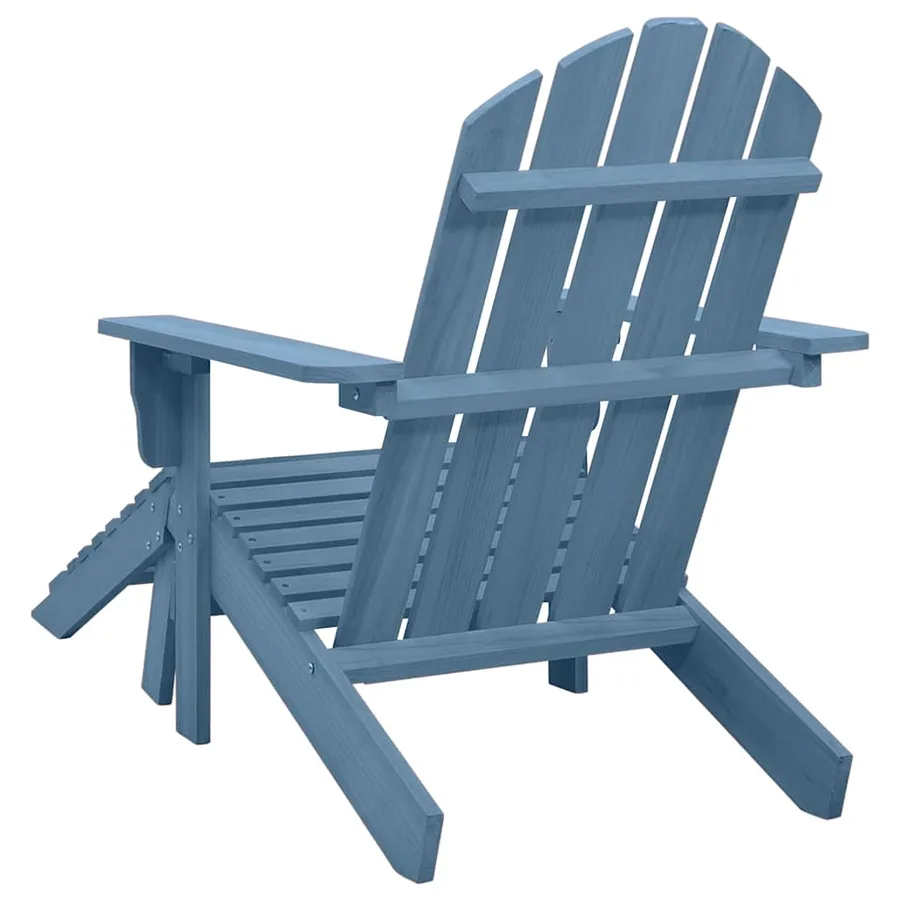 Chaise de jardin Adirondack avec pouf bois de sapin solide bleu - 4