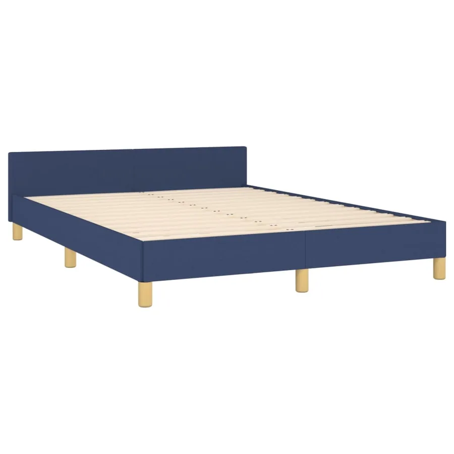 Cadre de lit sans matelas bleu 140x190 cm tissu - 5