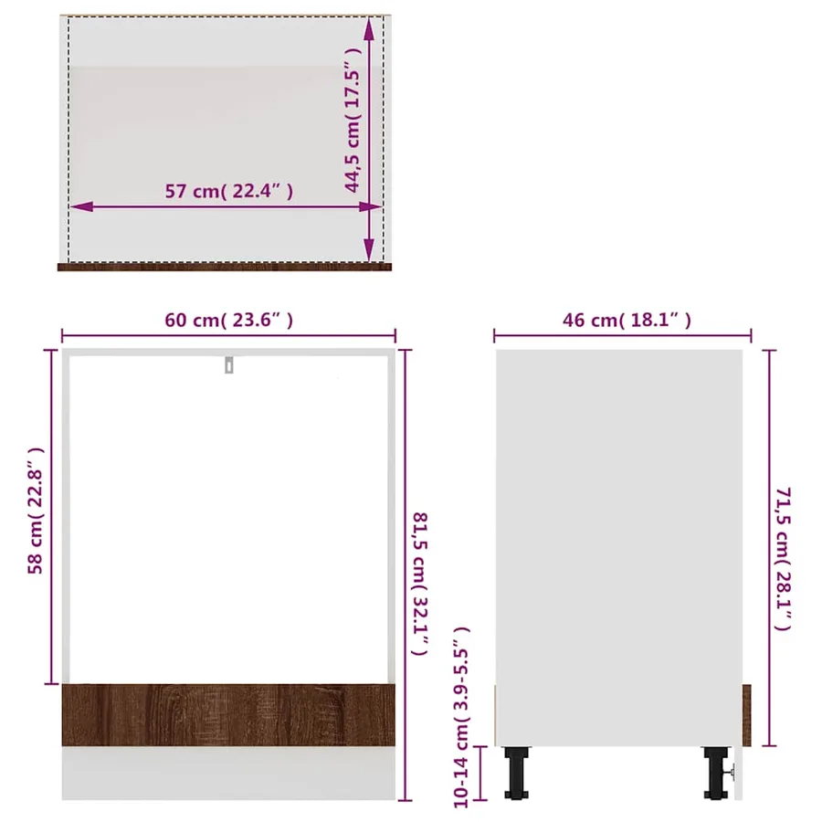 Meuble de four "Riga" Chêne brun 60 x 46 x 81,5 cm Bois d'ingénierie - 10