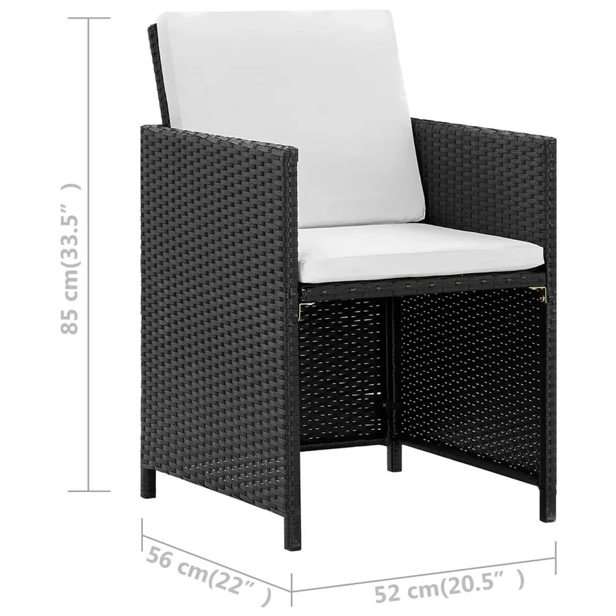 Ensemble à manger d’extérieur 9 pcs coussin Résine tressée Noir - 9