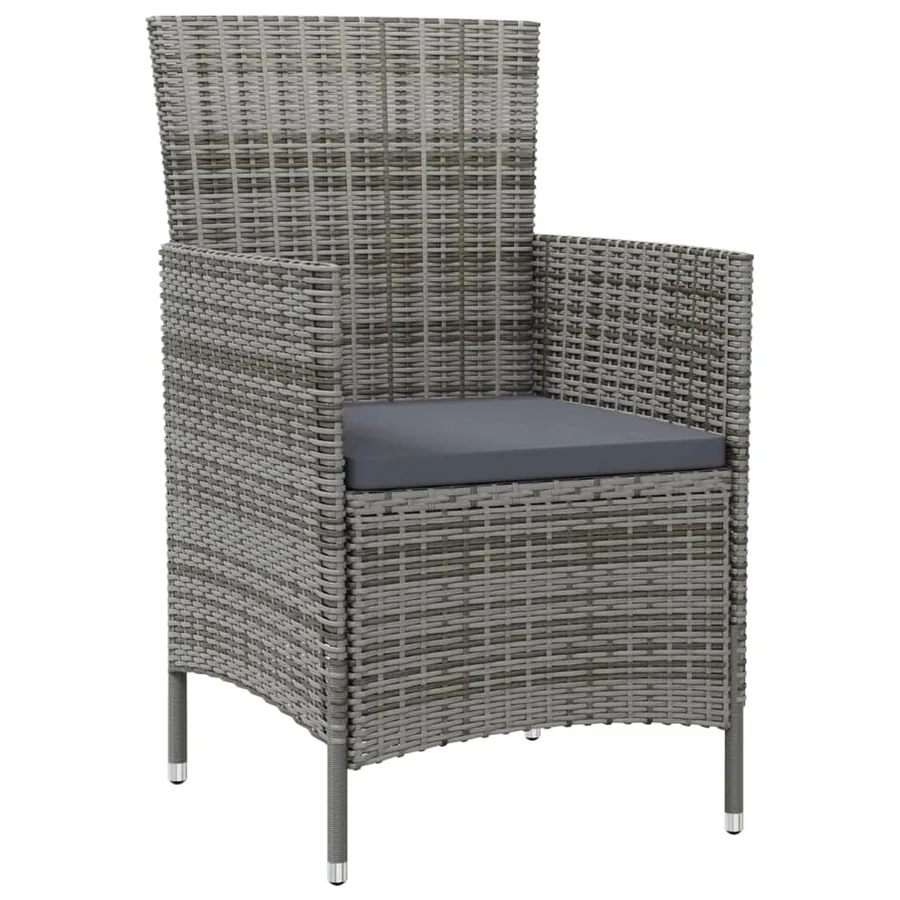 Chaises de jardin avec coussins lot de 4 Résine tressée Gris - 2