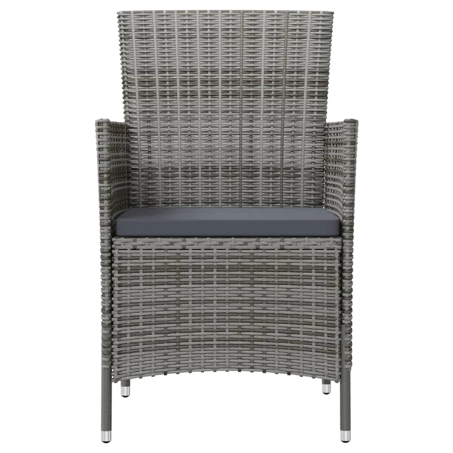 Chaises de jardin avec coussins lot de 4 Résine tressée Gris - 3