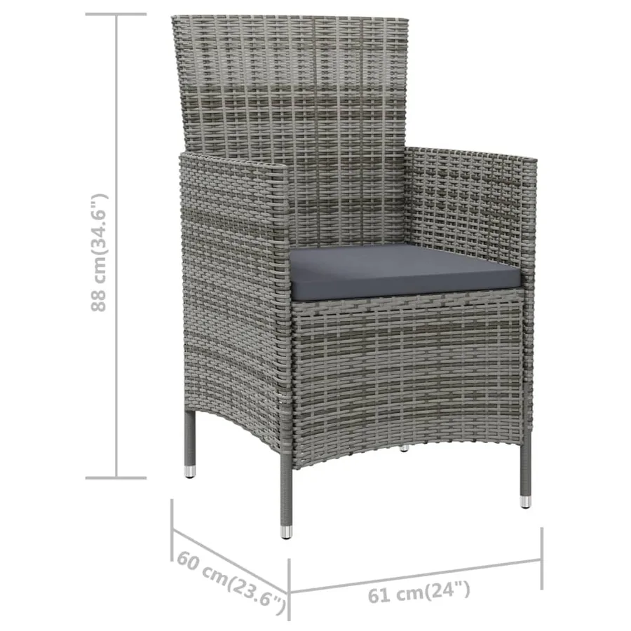 Chaises de jardin avec coussins lot de 4 Résine tressée Gris - 7
