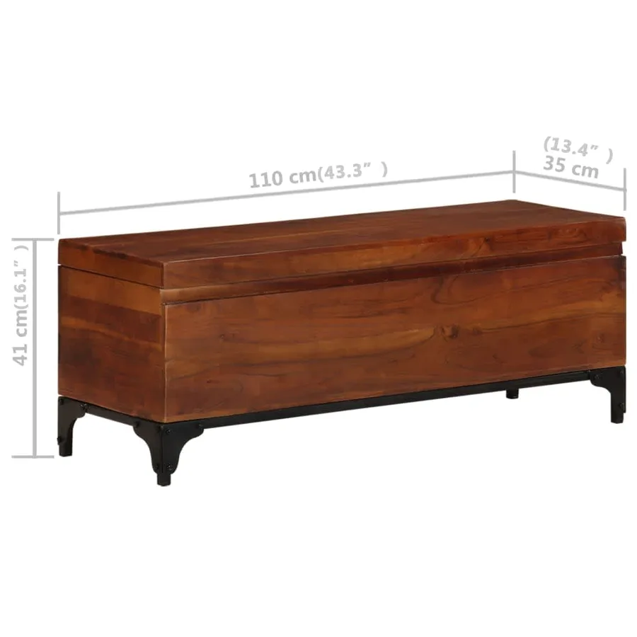 Coffre de rangement 110x35x41 cm Bois d'acacia solide - 9