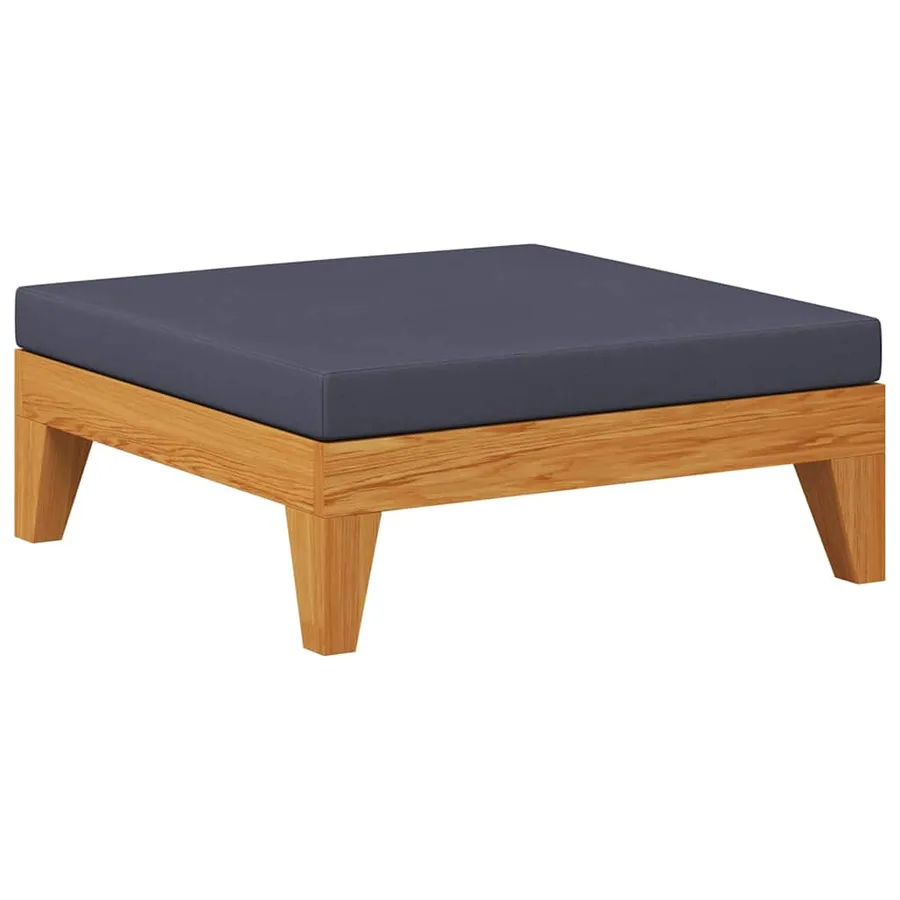 Repose-pied sectionnel avec coussin gris foncé Bois d'acacia - 2