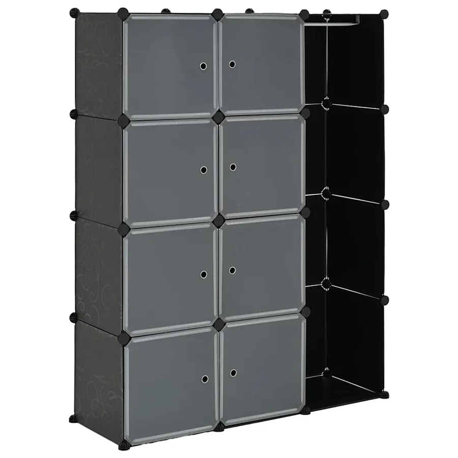 Armoire modulaire 9 compartiments noir et blanc 109x36,5x143 cm - 2