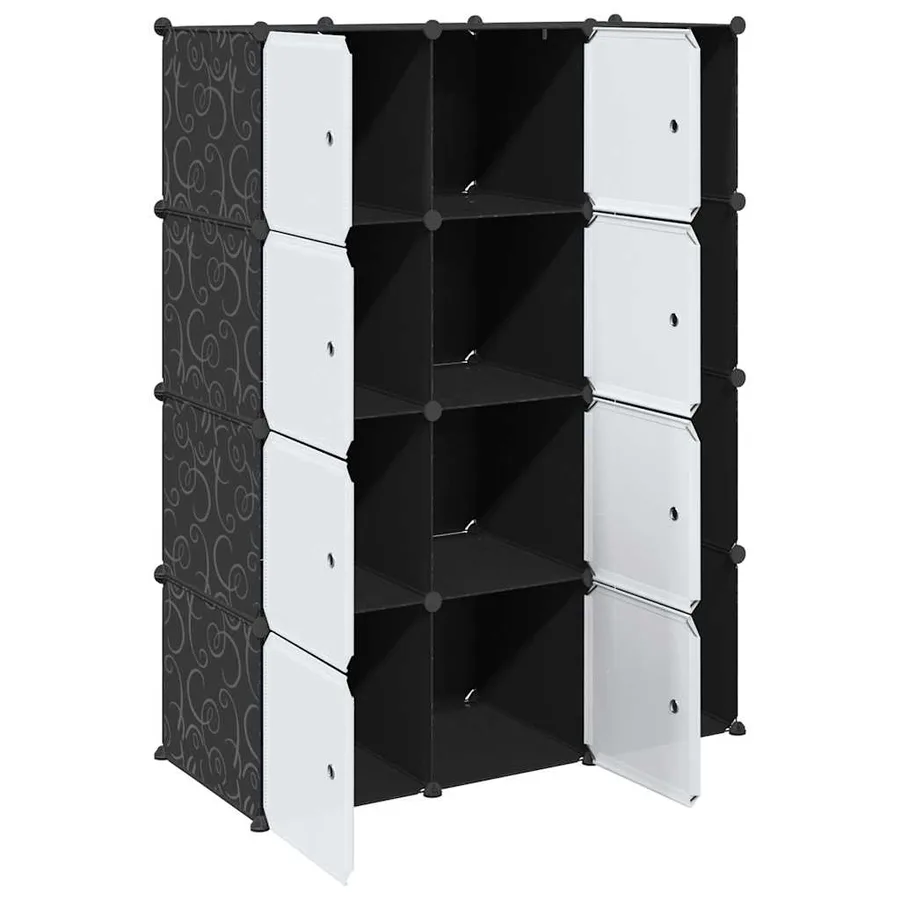 Armoire modulaire 9 compartiments noir et blanc 109x36,5x143 cm - 3