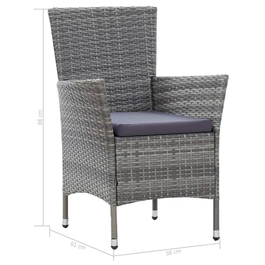 Ensemble à manger d'extérieur 9pcs coussins Résine tressée Gris - 12
