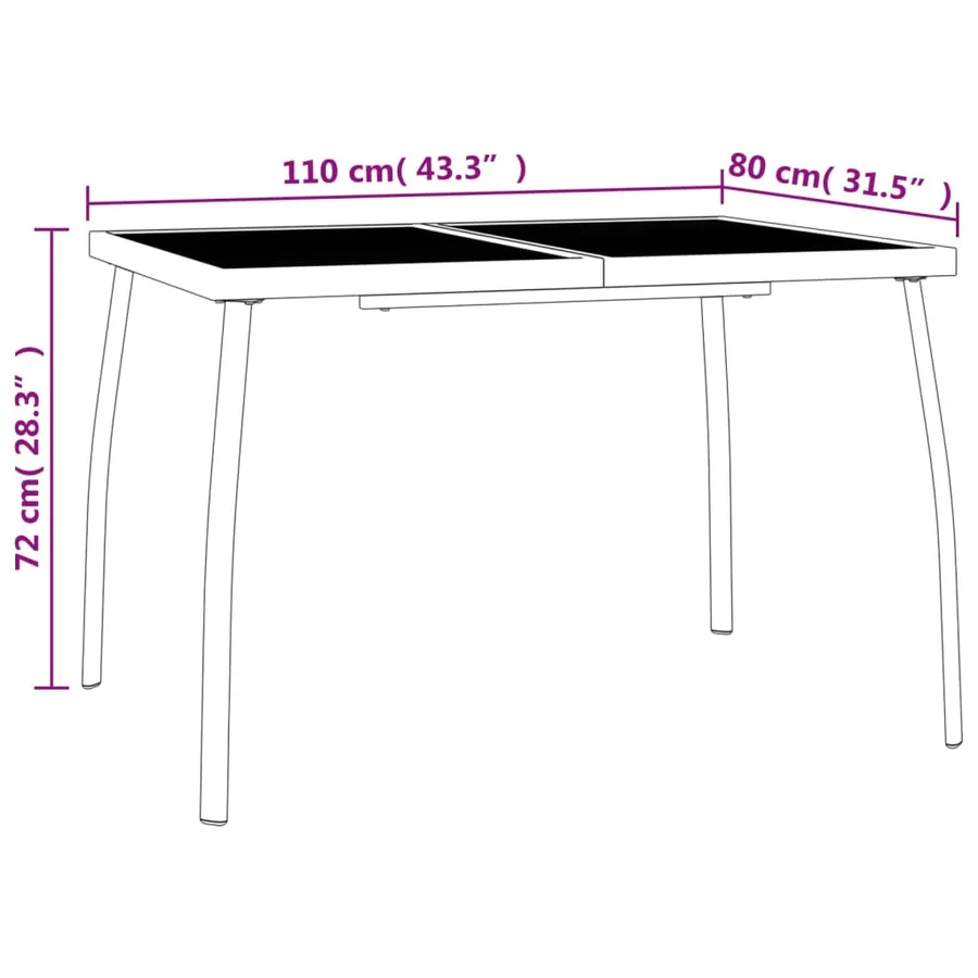 Table de jardin anthracite 110x80x72 cm Treillis d'acier - 7