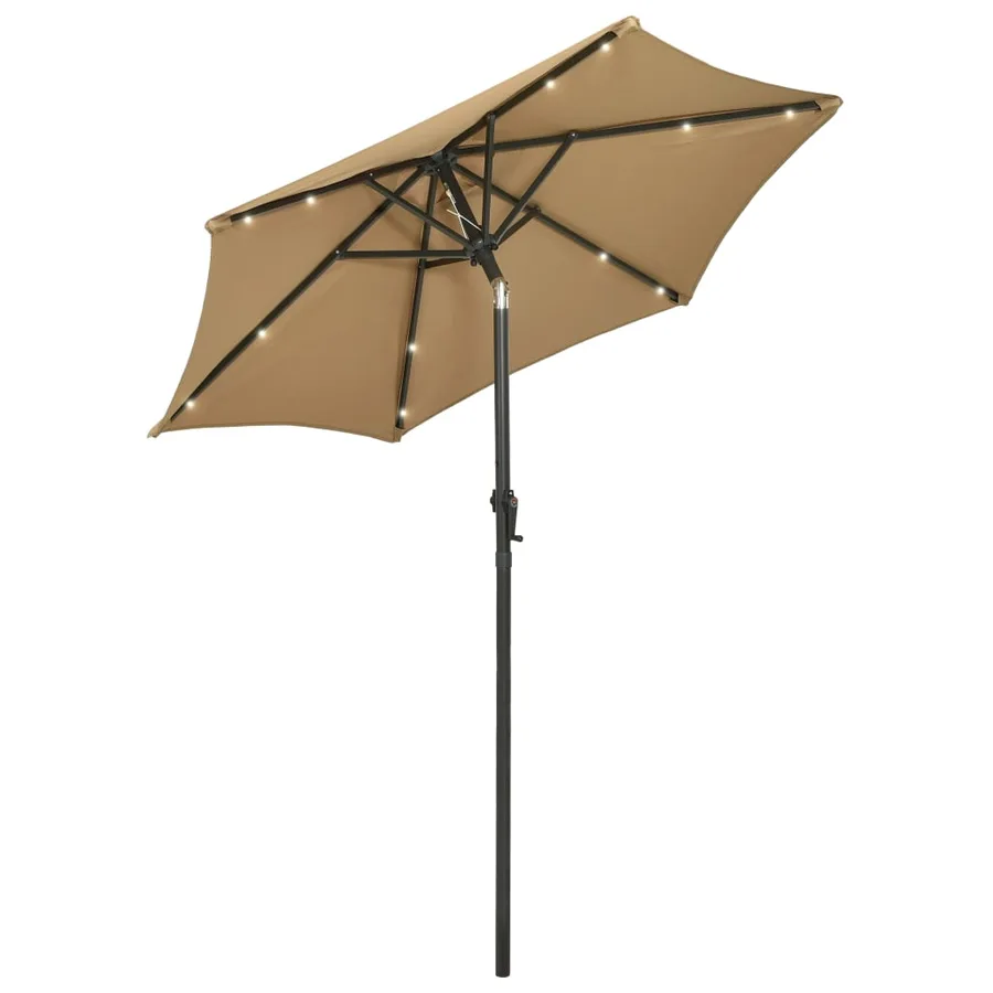 Parasol de jardin avec lumières LED taupe 200x211 cm aluminium - 2