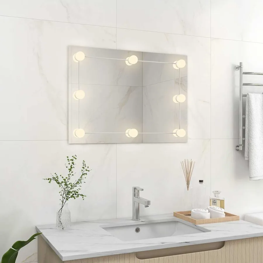 Miroir mural sans cadre avec lampes LED Rectangulaire Verre - 3