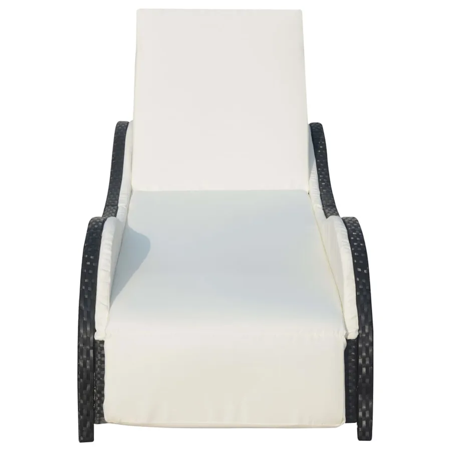 Chaise longue avec coussin Résine tressée Noir - 3