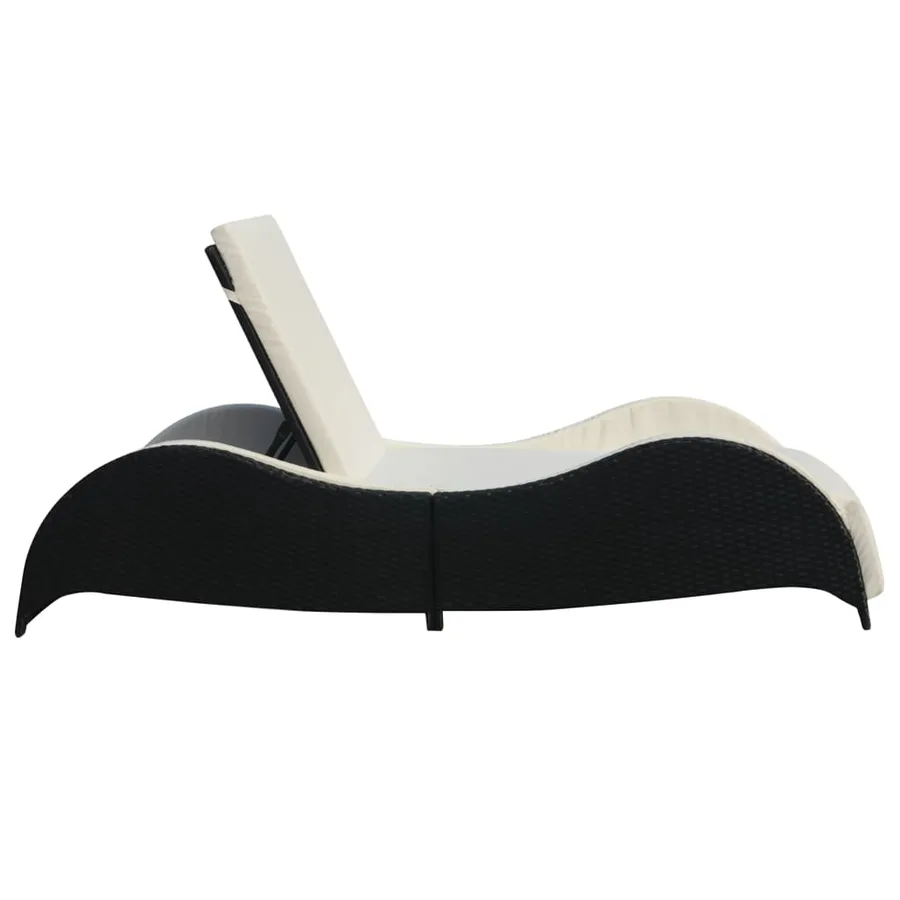 Chaise longue avec coussin Résine tressée Noir - 4