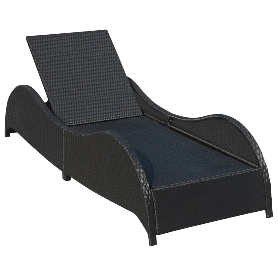 Chaise longue avec coussin Résine tressée Noir - 5