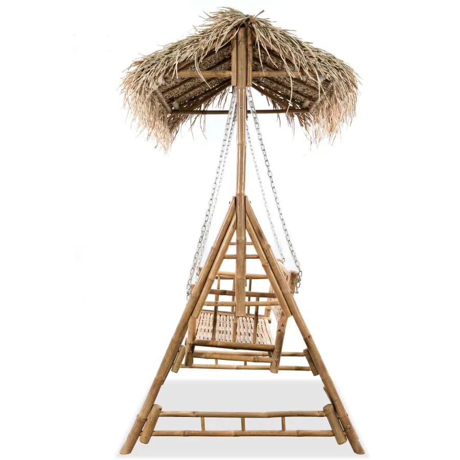 Balancelle à 2 places avec feuilles de palmier Bambou 202 cm - 3