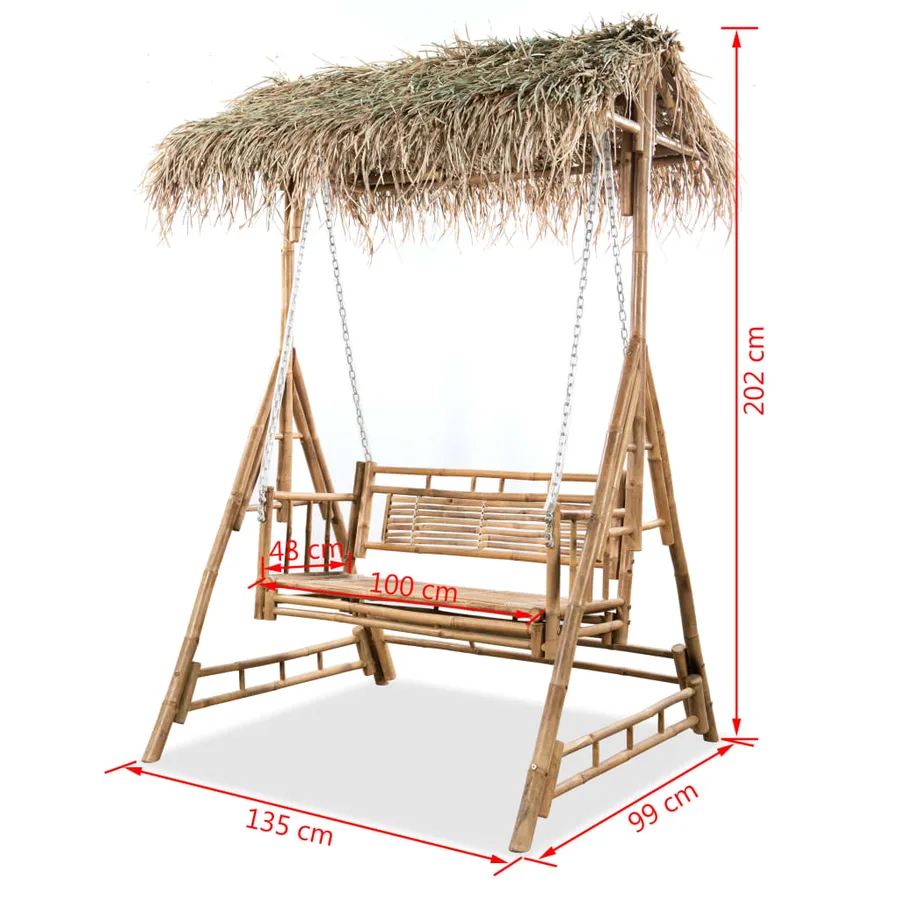Balancelle à 2 places avec feuilles de palmier Bambou 202 cm - 6