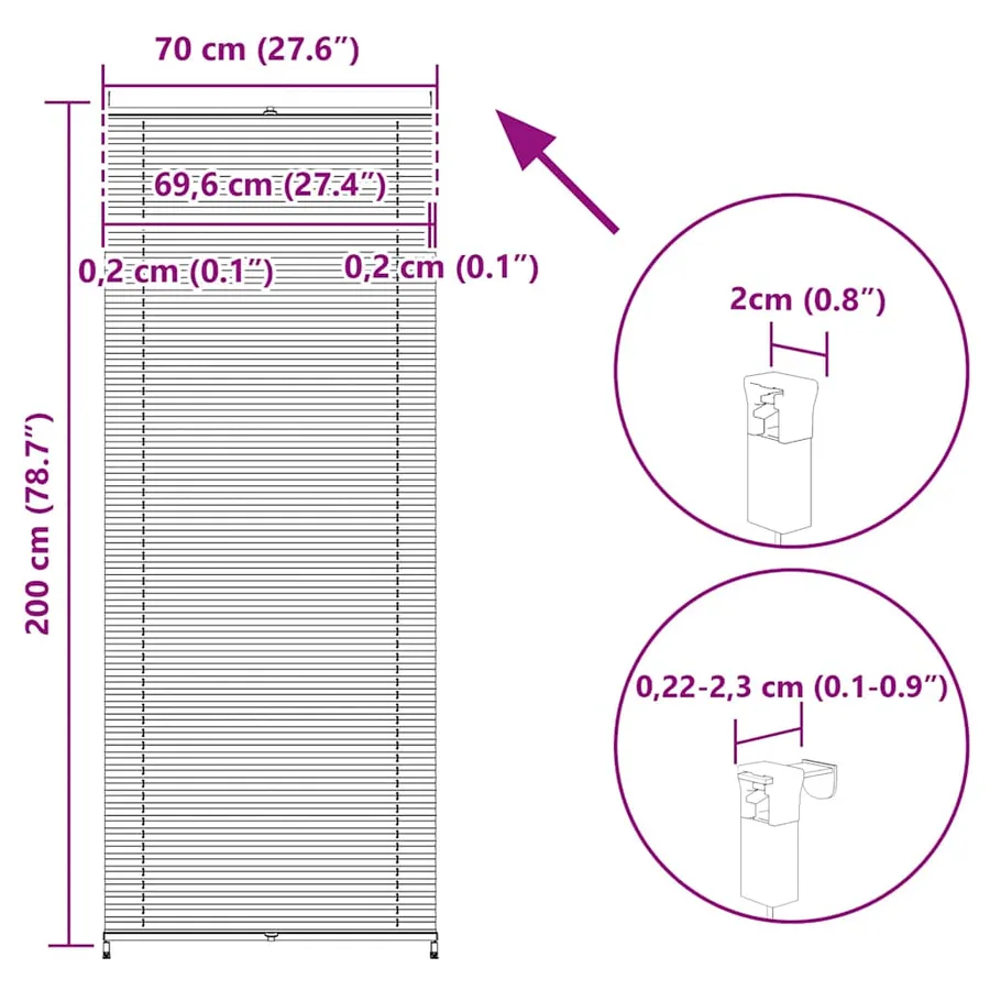 Store plissé 70x200 cm Blanc - 10