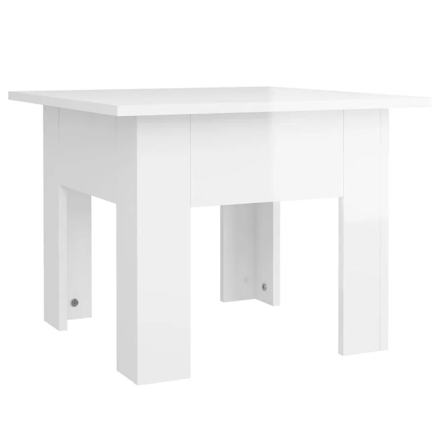 Table basse blanc brillant 55x55x42 cm bois d'ingénierie - 2