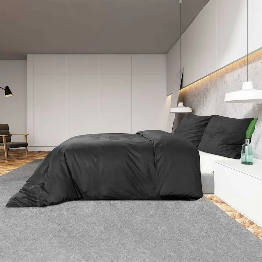 Ensemble de housse de couette Noir 200x200 cm Coton - 4