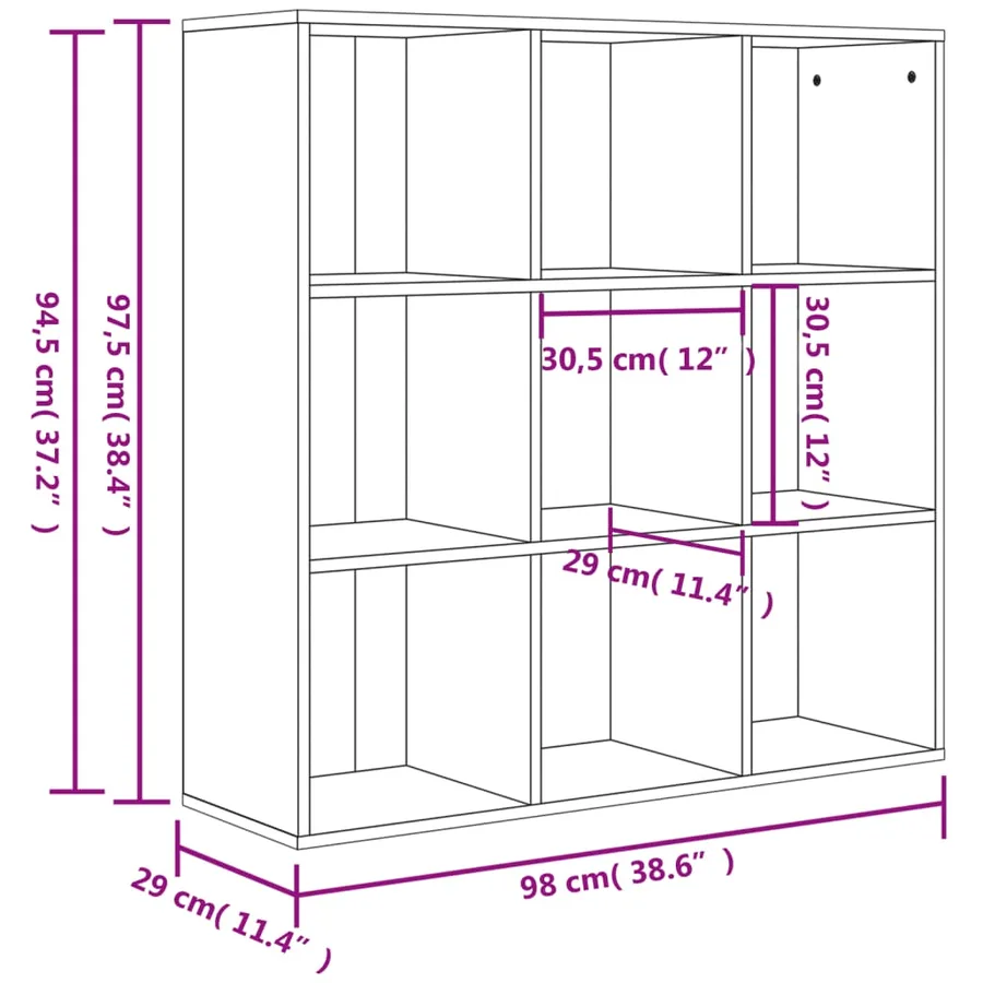 Bibliothèque gris béton 98x29x97,5 cm bois d'ingénierie - 7
