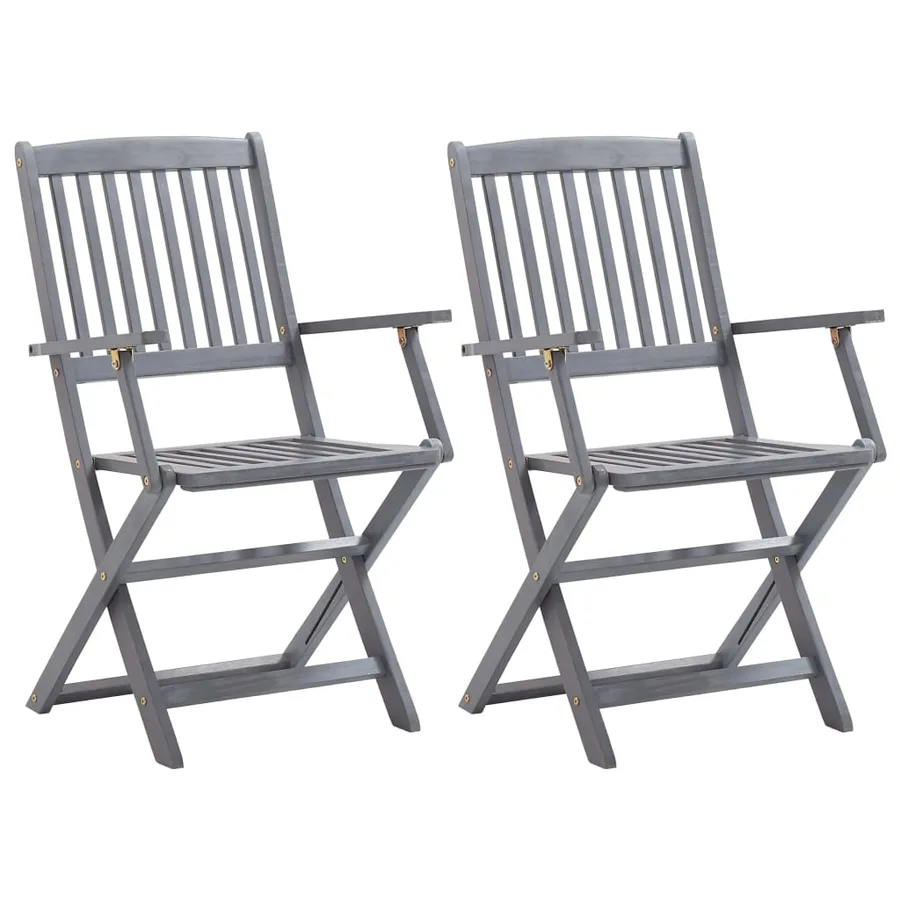 Chaises pliables d'extérieur lot de 2 et coussins Bois d'acacia - 3