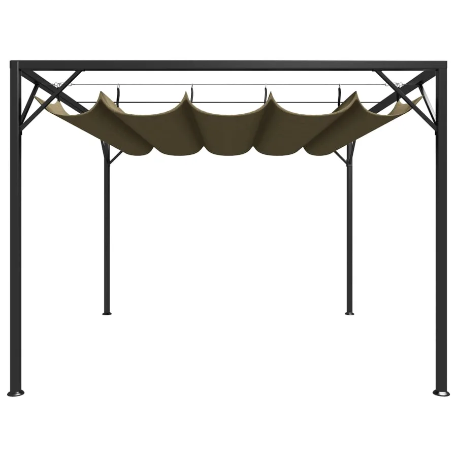 Chapiteau de jardin avec auvent rétractable 3x3m Taupe 180 g/m² - 2