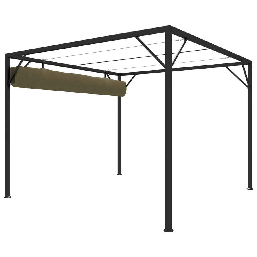 Chapiteau de jardin avec auvent rétractable 3x3m Taupe 180 g/m² - 5