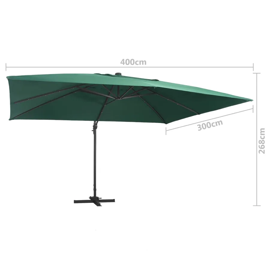 Parasol de jardin en porte-à-faux lumières LED mât en aluminium - 9