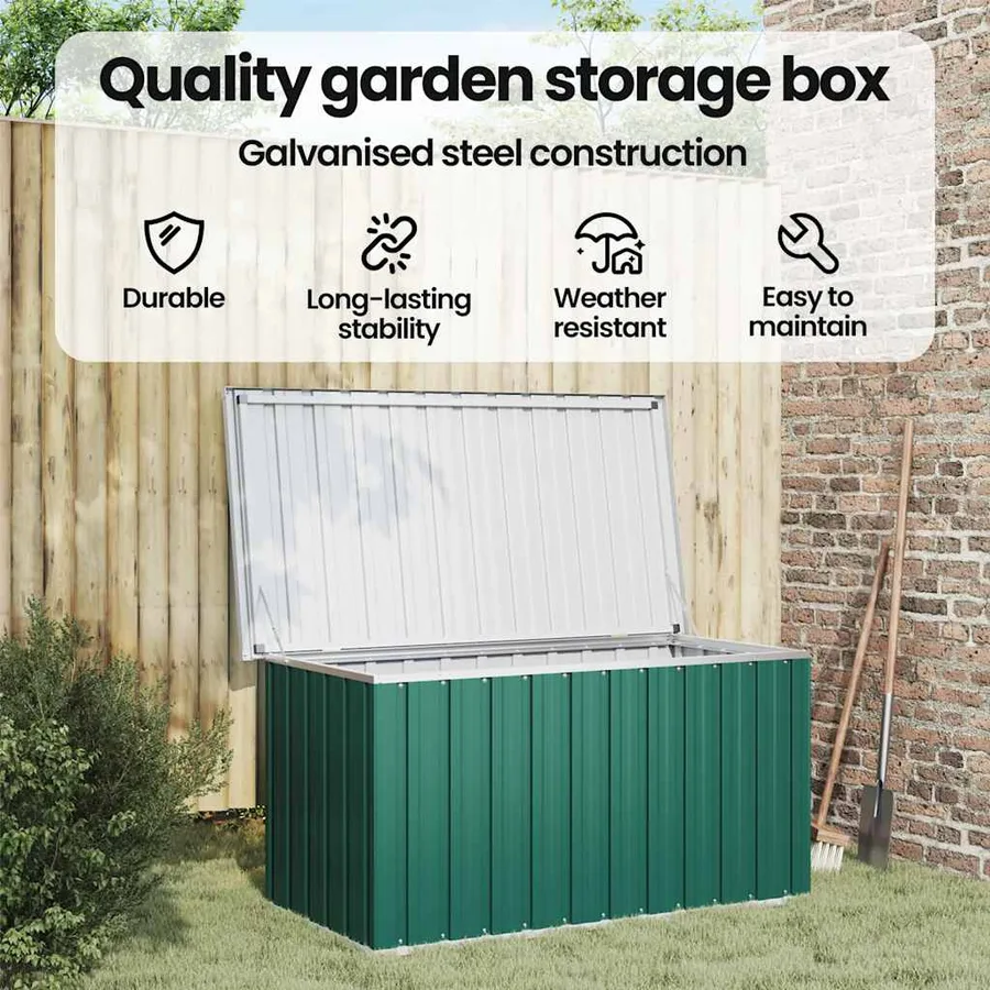 Coffre de rangement de jardin Vert 129x67x65 cm - 9