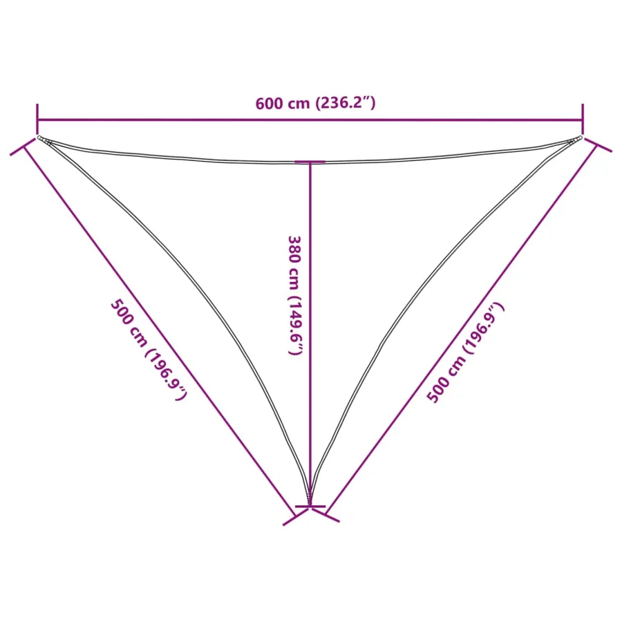 Voile de parasol tissu oxford triangulaire 5x5x6 m terre cuite - 10