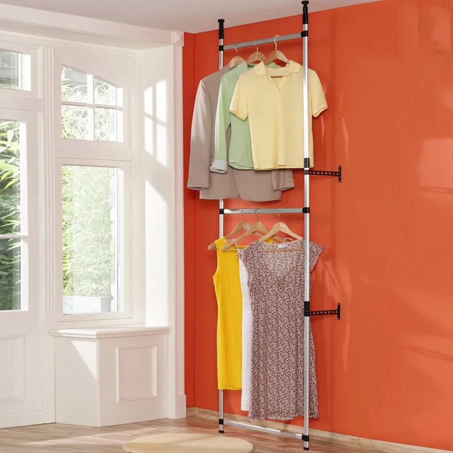 Système de garde-robe télescopique avec étagères Aluminium - 4