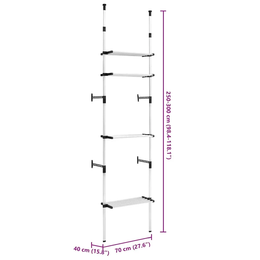 Système de garde-robe télescopique avec étagères Aluminium - 8