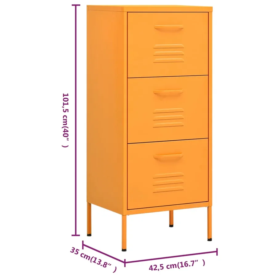 Armoire de rangement Jaune moutarde 42,5x35x101,5 cm Acier - 10