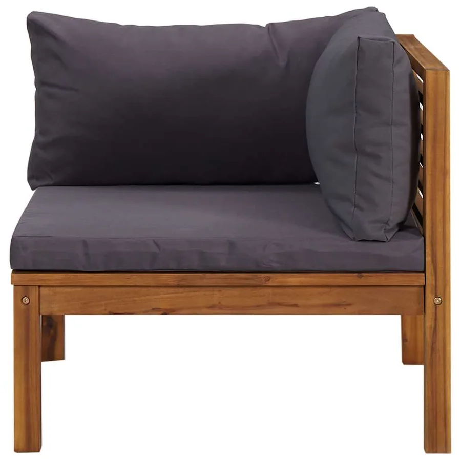 Canapé d'angle sectionnel et coussins gris foncé Bois d'acacia - 4