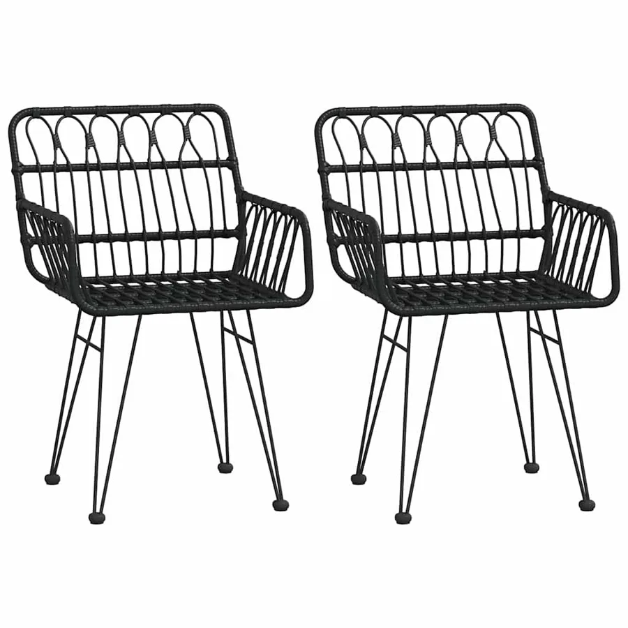 Chaises de jardin lot de 2 avec accoudoir Noir 56x64x80 cm - 2