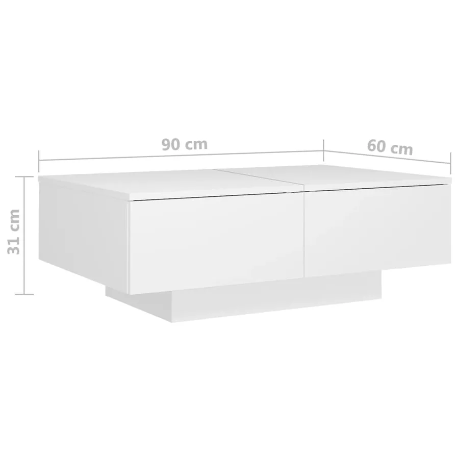 Table basse Blanc 90x60x31 cm Aggloméré - 7