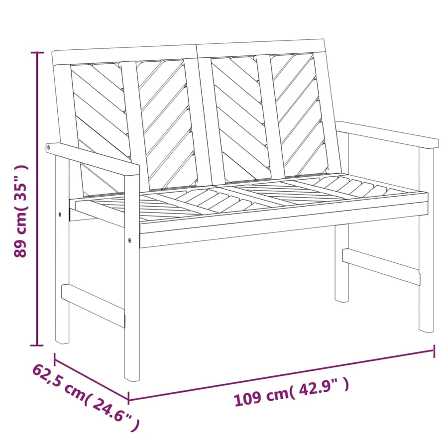 Banc de jardin 109 cm bois massif d'acacia - 7