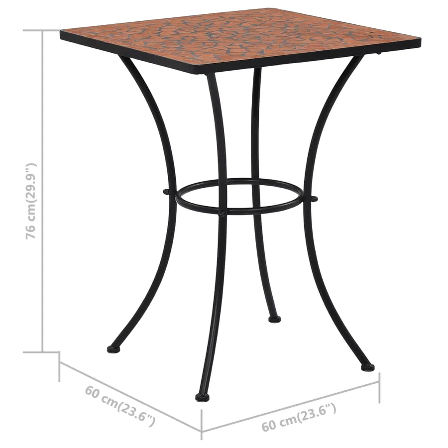 Table de bistro mosaïque Terre cuite 60 cm Céramique - 8