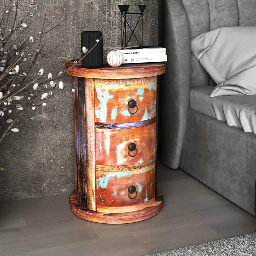Armoire avec 3 tiroirs Bois de récupération massif - 2