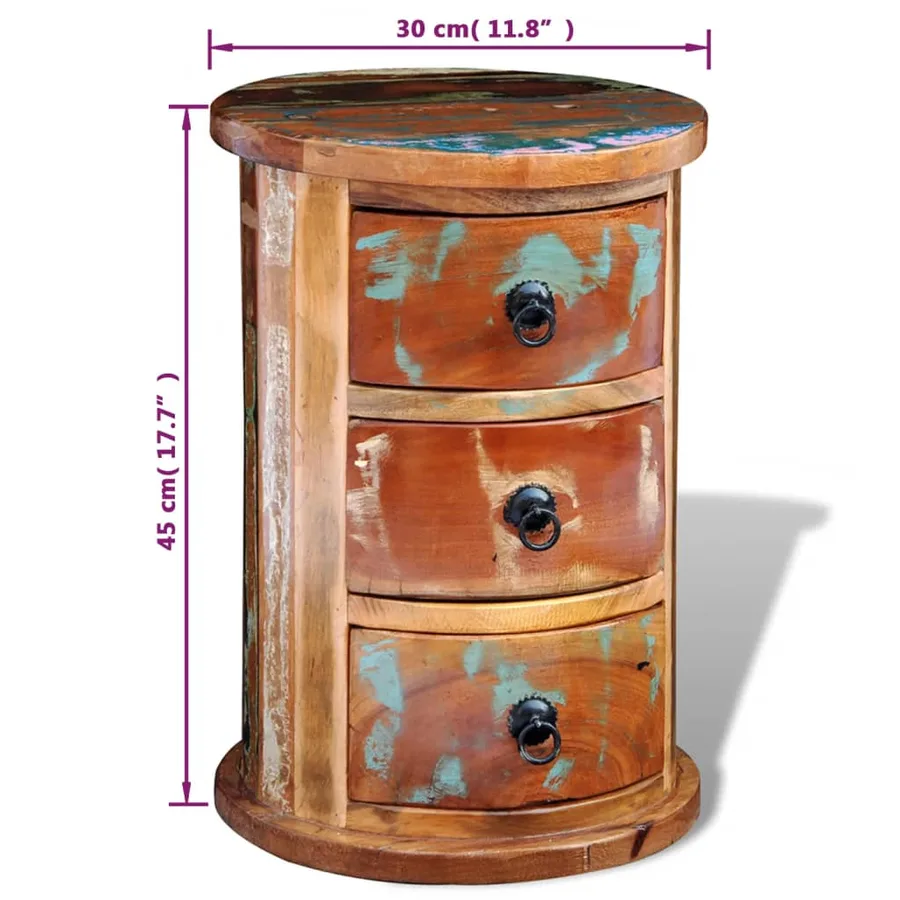 Armoire avec 3 tiroirs Bois de récupération massif - 7