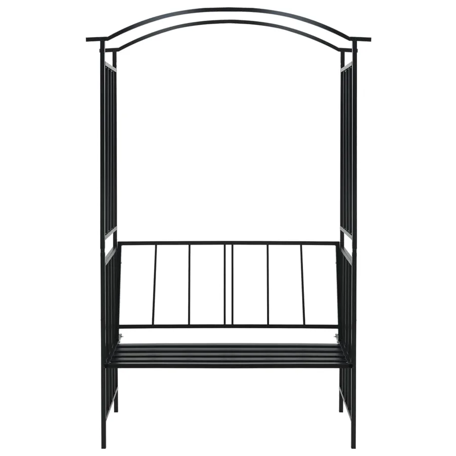 Voûte de jardin avec banc Noir 128x50x207 cm Fer - 2