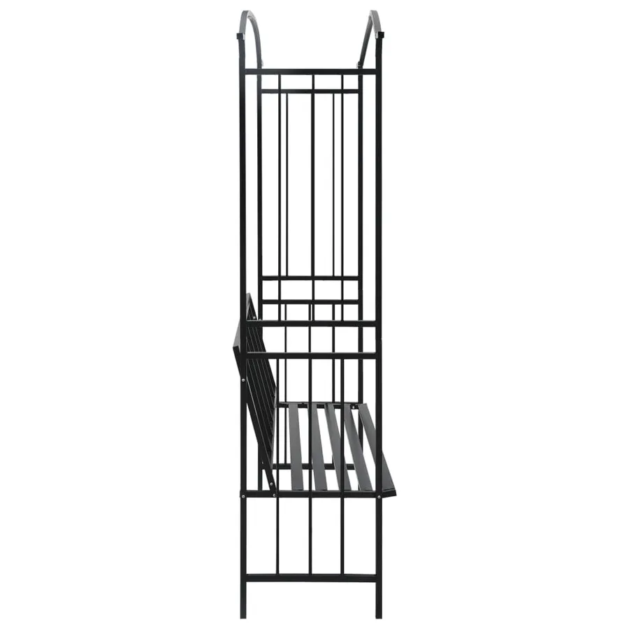 Voûte de jardin avec banc Noir 128x50x207 cm Fer - 3