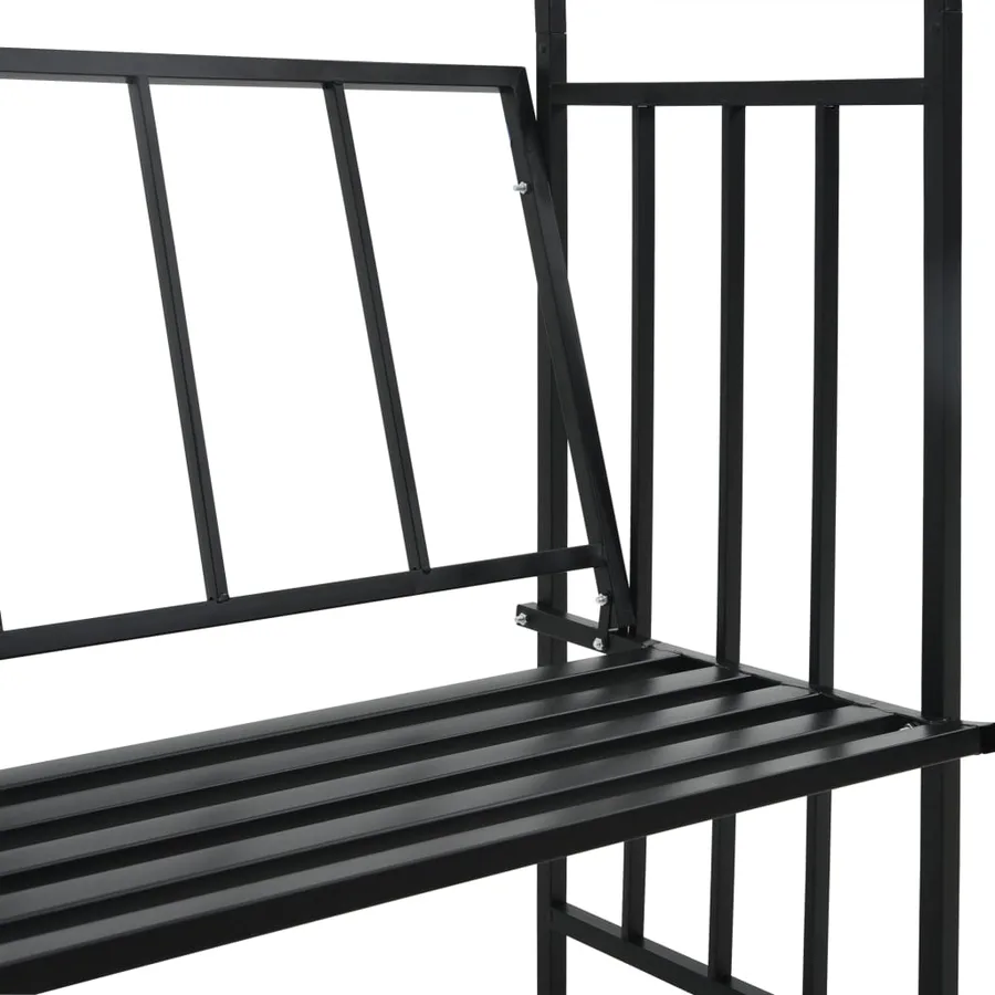 Voûte de jardin avec banc Noir 128x50x207 cm Fer - 6