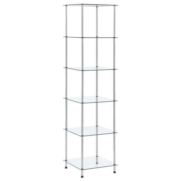 Étagère 6 niveaux Transparent 40x40x160 cm Verre trempé